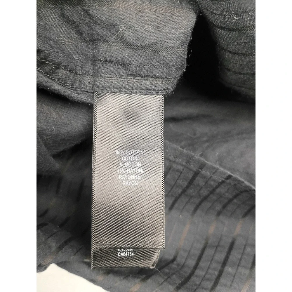Kenneth Cole Reaction Mens XL Black Striped Textured Button Down Shirt L/S